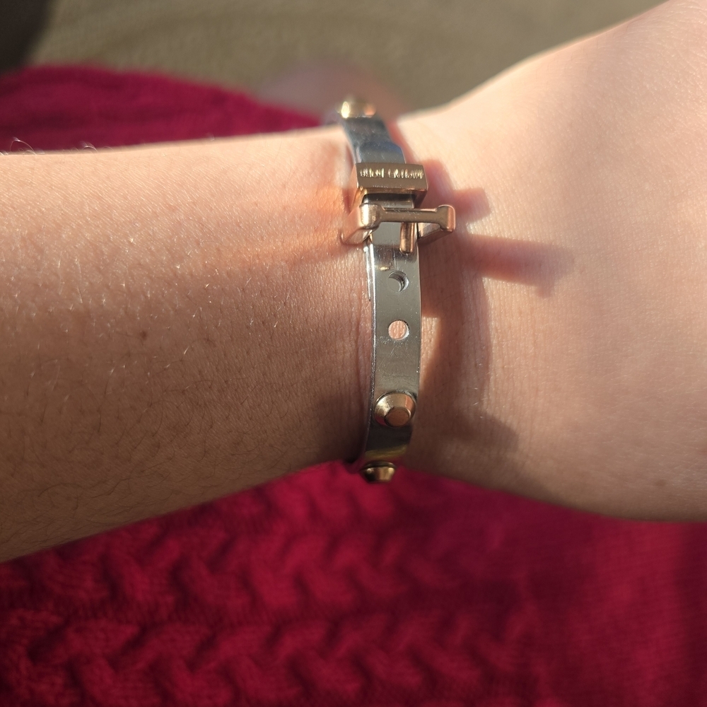 Michael Kors Two-Tone Stud Accent Bangle - Silver & Gold - Picture 7 of 9
